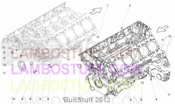 2013 Lamborghini GALLARDO LP 570-4 SPYDER PERFORMANTE ARABIA CRANKCASE (103.01.00)